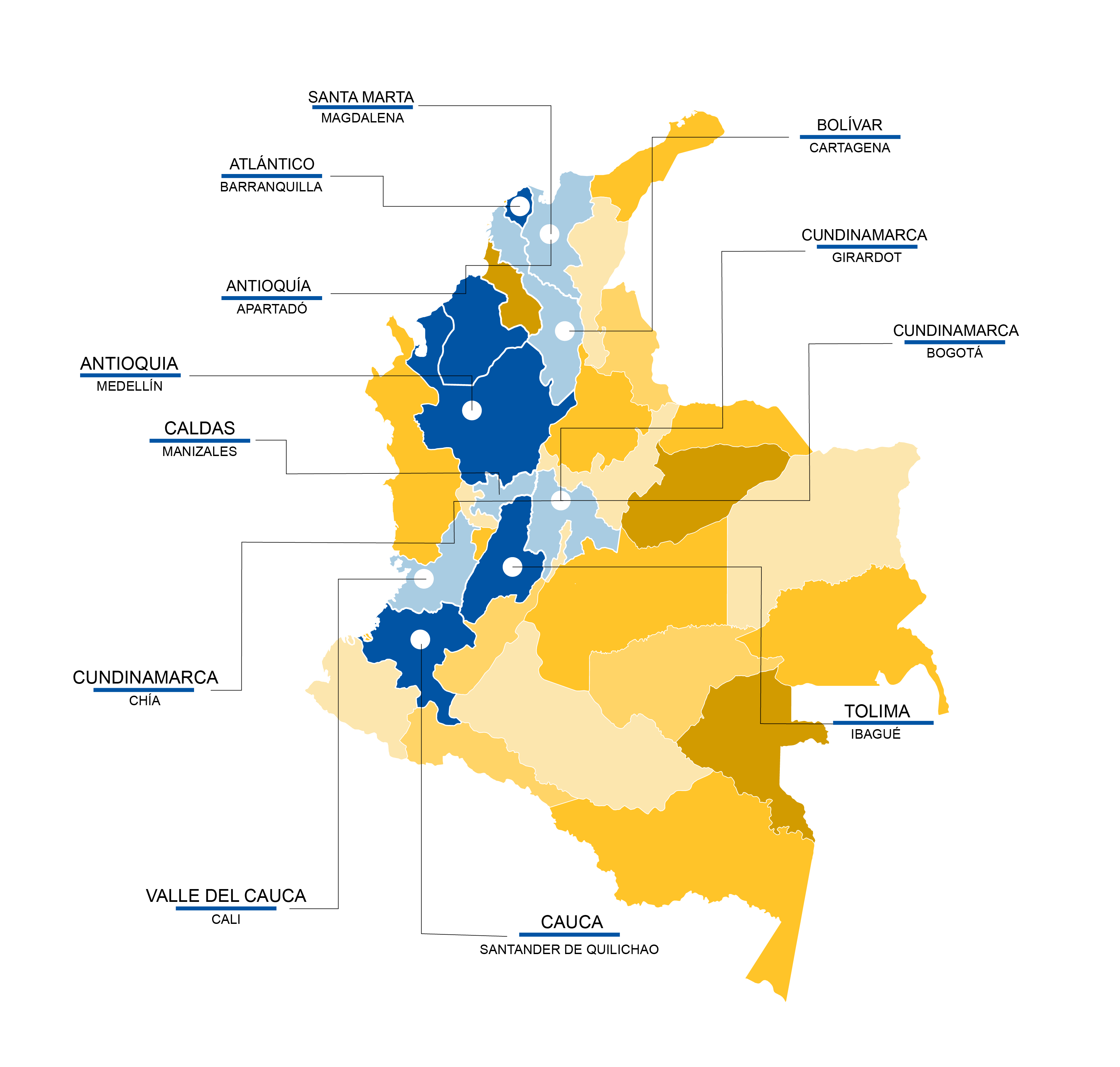 Regiones con talentos ACRES en Colombia